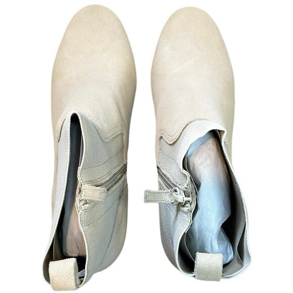 VIOLET & RED Beige Suede Leather Knit‎ Cuff Block Heel Booties 8 - Picture 4 of 5